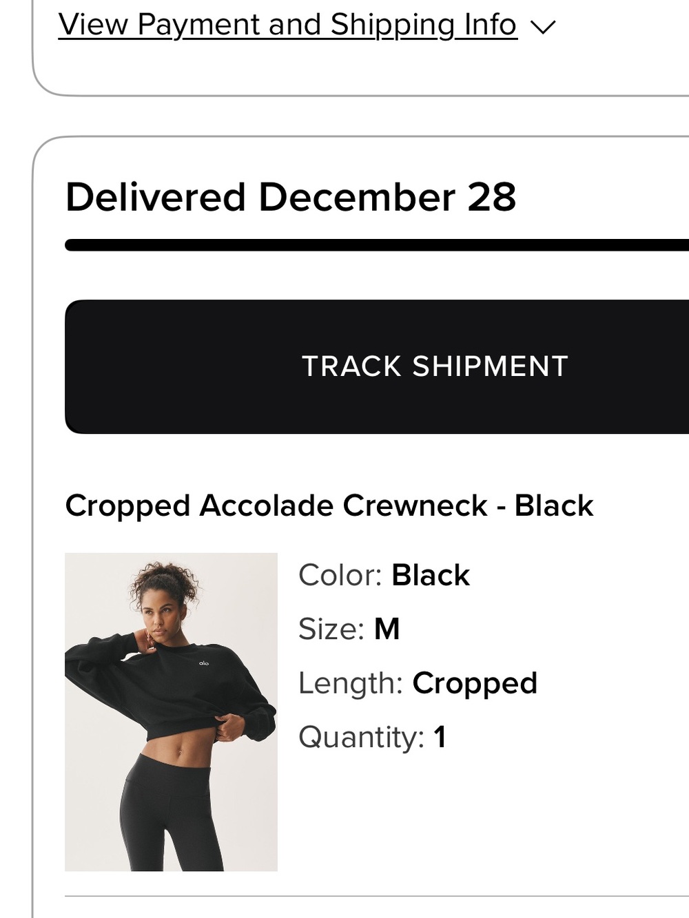 ALO Yoga Black Cropped Crewneck Sweatshirt - Picture 4 of 4